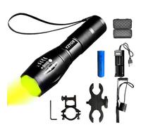 Rechargeable Yellow Warm Light Tactical Flashlight，500 Yard Warm Yellow Hunting Light Zoomable Flashlight Hog Predator Lights with Pressure Switch Universal Picatinny Rail Mount kit.