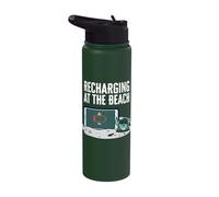 Recharging At The Beach Low Battery Crab Phone Stainless Steel Insulated Water Bottle