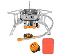 Rechaud Camping - 14.96 Pouces Poele Camping Pliable | Acier Inoxydable Poele - 2800W Compact Vent Resistant Avec Adapter Et Sac Ideal Pour Randonnée Pique Nique Plein Air Cuisine Exterior