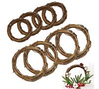 RECHCIGA 8PCS Rattan Wreath Ring 8cm and 12cm Vine Wreath Base Natural Grapevine Wreaths Christmas Rattan Wreath Set for DIY Front Door Crafts Wreath Making Wall Hanging Holiday Party Garden Decors