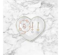 RECHCIGA Marble Ceramic Jewelry Tray Heart Shaped Ceramic Ring Dish Decorative Marble Jewellery Dish Tray with Golden Edged for Jewelry Keys Perfumes Cosmetic Storage Ring Candle Holder（14*12.5*1.5cm）