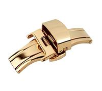 RECHERE 22mm Stainless Steel Push Button Butterfly Deployment Clasp For Leather Strap Color Gold