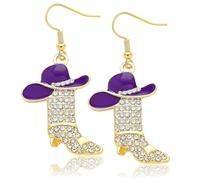 RechicGu Rhinestone Western Boots Earrings Cowgirl Cowboy Enamel Hat Bohemian Rodeo Boot Drop Dangle Earrings for Women, Zinc, No Gemstone