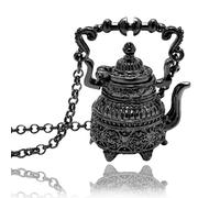 RechicGu Vintage Victorian Cameo 3D Tea Pot Cup Pendant Charm Sweater Necklace for Women Gift Steampunk Goth Jewelry, No Gemstone