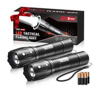 RECHOO LED Flashlight 2 Pack, Tactical Flashlights High Lumens with 3 Modes, Pocket Small Flash Light, Waterproof Zoomable Flashlights for Home Emergency, Camping Essentials (Battery Included)