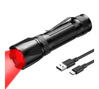 RECHOO Red Light Flashlight, 3 Modes High Power, Rechargeable Red LED Flashlight with Clip and Lanyard, Zoomable Red Flashlights and Portable for Hunting, Astronomy, Aviation, Night Observation
