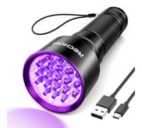 RECHOO UV Flashlight Black Light, 21 LED 395nm Ultraviolet Rechargeable Flashlights UV Light, Waterproof Portable BlackLight Flashlights for Pet Urine Detection, Dry Stains, Bed Bug, Fluorescent Agent