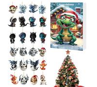 Rechory 24 Days of Christmas Advent - 24 Days of Flat 2D Acrylic Dragon Baby Ornaments Advent - Animal Charm, Countdown Calendar 2025 for Christmas Tree Party Window Wall Car Rearview Mirror Decor