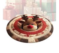 Rechory 3D Christmas Round Rug | Optical Illusion Floor Mat With Depth And | Soft Crystal Velvet Christmas Floor Mat Creates A Striking Depth , Non Slip Backing Keeps The Round Rug Steady On