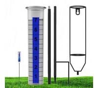 Rechory Accurate Outdoor Rain Gauges, Rain Water Gauge With Stake, Adjustable Height Rainwater Measuring Tool for Terraces Deck Yard Fence Farm Garden