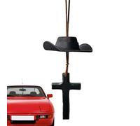 Rechory Car Mirror Decor | Cowboy Hat Cross Pendant | Cowboy Hat Ornaments Car Decorations,for Interior Truck RV Sedan Auto Vehicle Home Window Wall Men Women Birthday Christmas