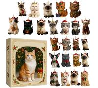 Rechory Cat Calendar Advent,Christmas 24 Days Cat Figurine Countdown Advent - Acrylic Home Decor for Collectors Kids Men Women Holiday December Living Room Bedroom Office Window Desk