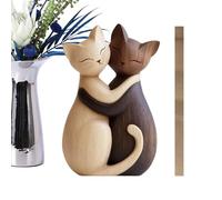Rechory Cat Statue,2d Flat Cute Wooden Tabletop | Cat Couples Bedroom Decor | for Bedroom, Romantic, And Women's Birthday Celebrations