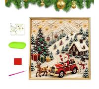 Rechory Christmas Pearl Bead Art Kit Pre Printed Canvas 3D Wall Craft