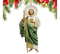 Rechory Christmas Tree Jesus Ornament,Flat Acrylic Holiday Religious Decor,Jesus Car Rearview Ornament - for Car Rearview Mirror Wall Window Bedroom Living Room