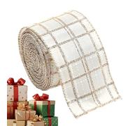 Rechory Christmas Tree Ribbon | 6.5 Ft Webbing Decoration - Champagne Color Holiday Ribbon - for Present Wrapping, Tree Decor, Bow, Garland, Flower Bouquet