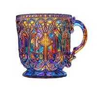 Rechory Colorful Glass Cups,Colorful Church Cup | 400ml Drinkware for Juice Whiskey Tea Wine Beverage Kitchen Dinner Pool Party Picnic Camping