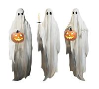Rechory Ghost Window Clings,3 Sheets Extra Large Ghost Holding Pumpkin Candle Clings - Reusable Spooky Extra Large Sticker Decor for Kid Office Home Party Wall Door Window Glass Halloween