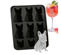 Rechory Ice Maker Tray, Funny French Bulldog Shape Ice Tray, 9-Grids Silicone Reusable Leak-Proof Press Maker for Beer Whiskey Wine Home Bartending Cocktail Restaurants