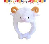 Rechory Lamb Hat Plush Sheep Shape Cosplay Costume Dress Up Headwear | Furry Hat for Halloween School Play Drama Performance Stage Carnival Festival Holiday Birthday