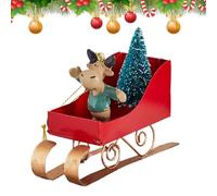 Rechory Ornaments for Tree,Christmas Sleigh Pendant Holding Tree - Iron Pendant for Holiday Party Indoor Outdoor Home Fireplace Mantel Yard Wall Door Tabletop