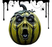 Rechory Pumpkin Face Sculpture, Halloween Pumpkin Expressive Figurines, Exquisite Holiday Funny Crafts Parties Favors for Festive Ambiance Seasonal Display
