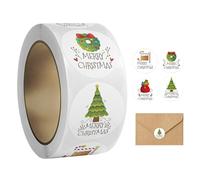 Rechory Roll of Christmas Stickers - Assorted Winter Holiday Round Labels,Decorative Adhesive Seal Decals for Gift Wrapping Paper Desks Greeting Cards Scrapbooking Gift Bags Postcard