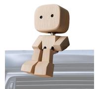 Rechory Shaking Wooden Man Statue,Man Car Interior Decoration - Creative Figurine for Bedroom Car Bookcase Desk Study Shelf Display Cabinet Living Room Home