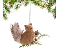 Rechory Squirrel Christmas Ornament | Plush Squirrel Rustic Shelf Decor - Realistic Pine Cone Branches Animal Ornament for Window Outdoor Bookshelf Ceiling Fireplace Home Wall Christmas Tree