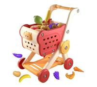 Rechory Toddler Pretend Shopping Cart - Pretend Play Shopping Cart With Kitchen Food Accessories | Interactive Grocery Store Games for Toddler Boys Teens Girls Children