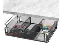 Rechory Under Table Drawer - Under Table Pencil Holder | Metal Divided Tray Basket for Pens Supplies Cabinet Organization Adults Kids