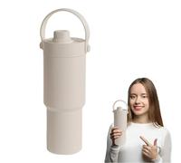 Rechory Water Bottle with Straw | 735ML Travel Cup with Straw Lid,Leakproof Flat Bottom Vacuum Mug with Lid Large Capacity Ceramic Coated Liner for Nursing School Sports Adults Fishing Workout