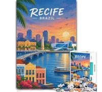 Recife Brazil Cityscape at Night Jigsaw Puzzle 1000pcs (38x26cm) for Adults | For longer sessions on weekends or evenings: Adult jigsaw puzzle with 1000 pieces fits quiet afternoons.
