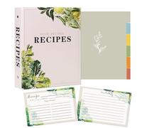 Recipe Binder - 3 Ring Binder Recipe Book with Plastic Sleeves, 50 Recipe Cards, and Dividers - to Write Your Own Recipes, Organize and Preserve Your Family's Secret Recipes