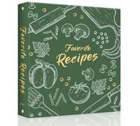 Recipe Binder 8.5x11 3 Ring, Recipe Book to Write in Your own Recipes, Full Page Recipe Binder with Plastic Sleeves, Blank Recipe Cards and Dividers (Dark Green)