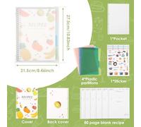 Recipe Binder Book, 80 Pages Removable Blank Recipe Notebook with Stickers and Metal Binder, 21.5cm x 27.5cm x 2.5cm Personalized DIY Cookbook Journal, Dustproof and Waterproof for Women Mom (White)
