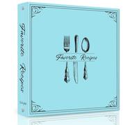 Recipe Binder with Plastic Sleeves, Full Page Cards and Dividers, Recipe Binder 8.5x11 3 Ring, Blank Recipe Book Binder to Write in Your Own Recipes(Light blue)