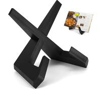 Recipe Book Stand, Wooden Cookbook Holder Hands Free Reading Stand Book Display 6.5 in, Portable Natural Wood Display Stands for Cookery Kitchen Book Tablet Magazines Records, Black