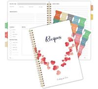 Recipe Book to Write in Your Own Recipes, Blank Recipe Cookbook to Create and Organize Your Recipes for Kitchen, A5 Spiral Bound, Waterproof PVC cover, Recipe Notebook with 2 colorful tab stickers