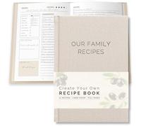Recipe Book To Write In Your Own Recipes - Linen Family Cook Book Journal With 70 Blank Recipe Templates To Create A Personalized Cookbook - Table of Contents, Conversions & Thick Empty Pages - Beige