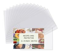 Recipe Card Protectors, Recipe Card Covers Index Card Sleeves Protect Recipes Kitchen Plastic Cookbook Sheet Protectors Cookbook Page Sleeve - 100 Count 3×5 Inch