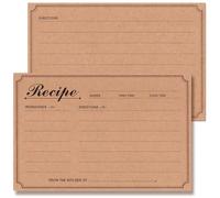 Recipe Cards 4x6 Double Sided, 50-Pack Blank Recipe Cards Kraft, 4 x 6 Inches
