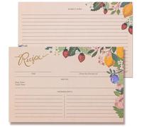 Recipe Cards, Double-Sided, Pack of 24 Blank Recipe Cards, Sun-Kissed Garden Lemon and Strawberry Design, 10.16 x 15.24 cm