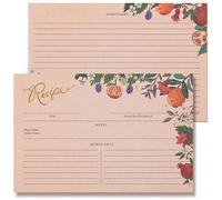 Recipe Cards, Double-Sided, Pack of 24 Blank Recipe Cards, Tuscan Blooms and Fruits Design, 10.16 x 15.24 cm