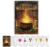 Recipe Cookbook, Halloween Retro Witches Brewing and Stewed Recipes, Journal with Note Section, Beginner Friendly Cooking Guide, Ideal for Women, Kitchen Use, Home Cooking, Daily Dining, Lunch