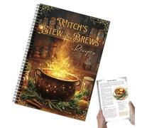 Recipe Cookbook Journal, Halloween Retro Recipes, 8.46x5.71in Witches Brewing Guide, Note Section Pages, Beginner-Friendly Layout for Kitchen, Home, Daily Dining, Family Party