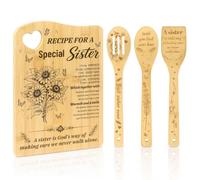 Recipe for A Special Sister Cutting Board Set,Sister Birthday Gifts | 1.2cm Double-Sided Bamboo Chopping Board,Christmas Sister and Mothers Day Gifts for Women,Sunflower Butterfly Design