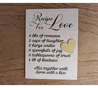 Recipe for Love Decorative Fridge Magnet, Romantic Kitchen Decor with Heart Design 11cm x 8cm Valentine 5th wedding Anniversay