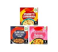 Recipe Mix Variety Pack, Spaghetti Carbonara, Slow Cook Beef & Ale Stew, Bahian Coconut Curry, Suitable for Vegetarians, Pack of 3