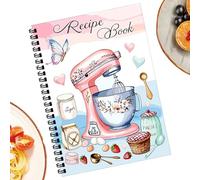 Recipe Notebook-Spiral Bound Cooking Journal, 100 Sheets Blank Recipe Organizer, Handwritten Culinary Planner, DIY Family Cookbook, Wipe-Clean Cover, Baking Activity Tracker | For Beginners